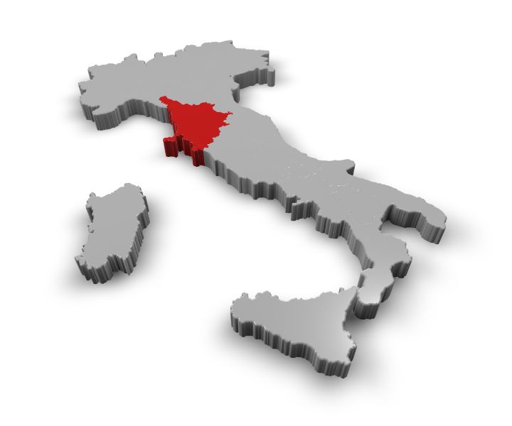 kort over Toscana i Italien, ferie