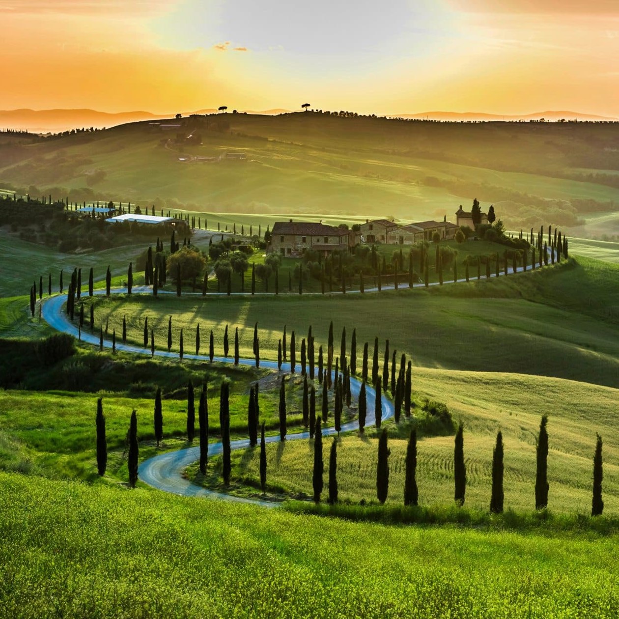 Toscana landskab med bløde bakker